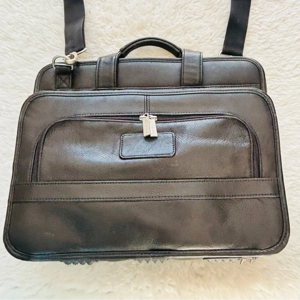 CODI Sophisticated Genuine Black Leather Briefcase/Laptop Unisex Bag 14”x11””x5”
